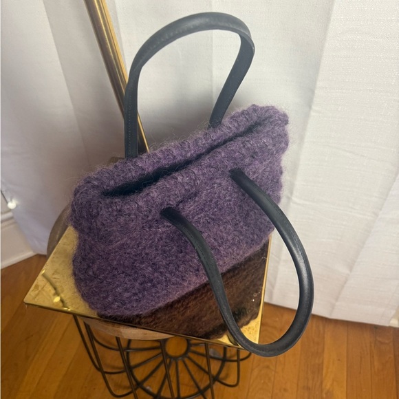 Adriana Caras Purple Tote with Plush Knit Texture 100% Rayon - Picture 5 of 10